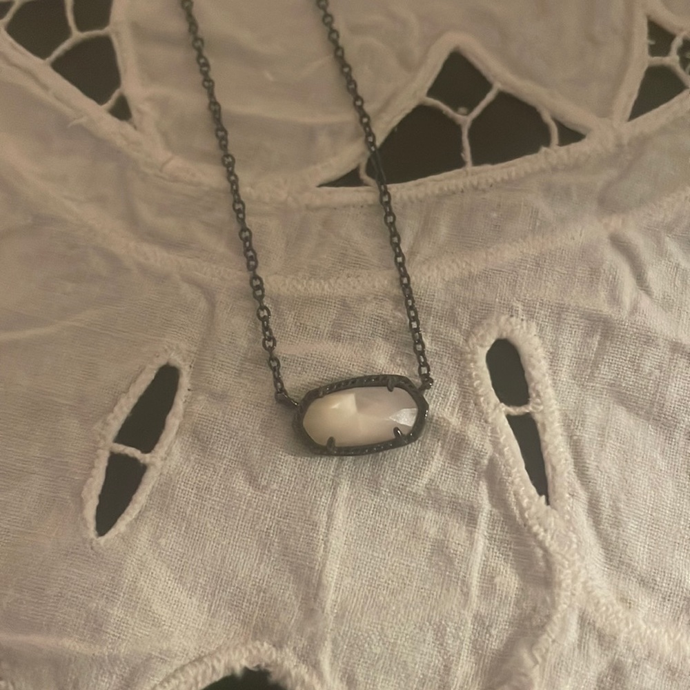 Kendra scott Elisa necklace black metal white stone